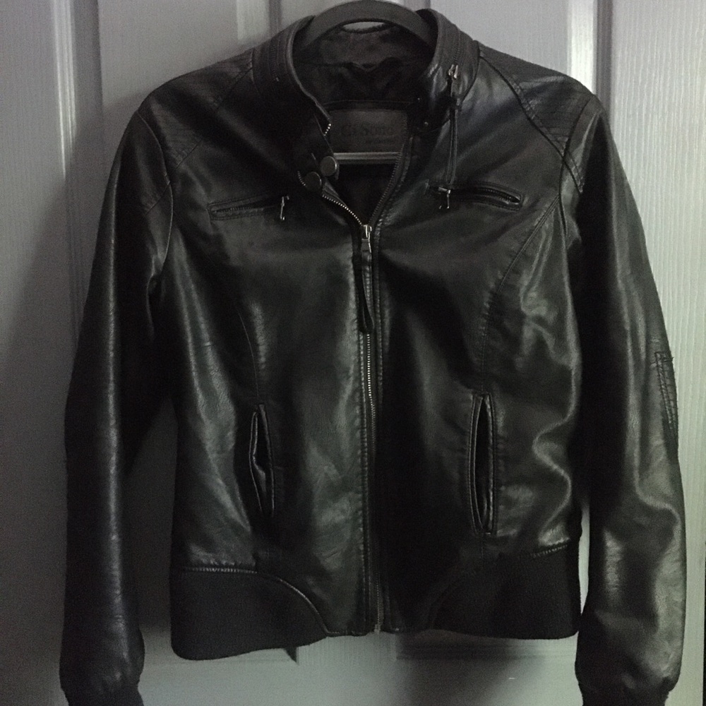 Vegan Leather Moto Racer Jacket, Ci Sono